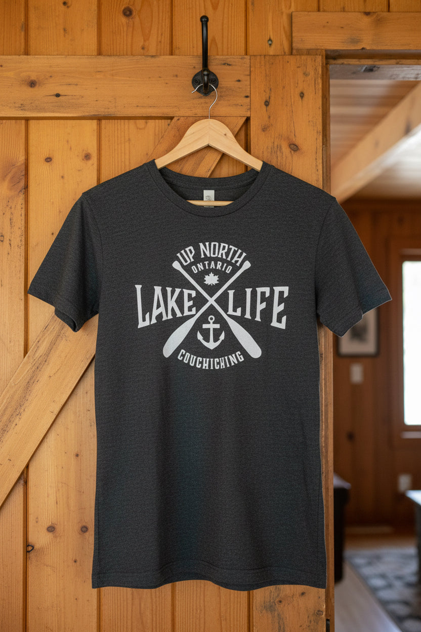 Lake Couchiching Lake Life T-shirt in Black