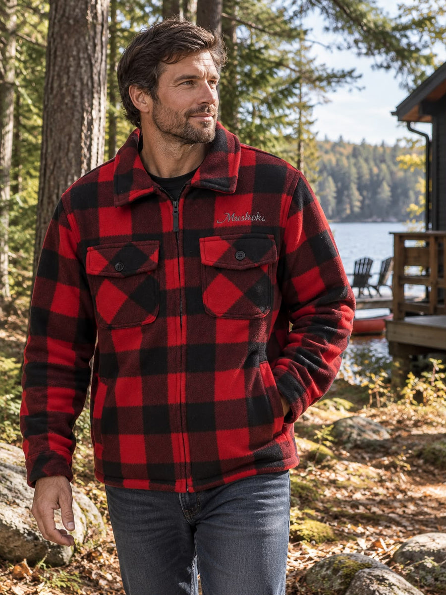 Men's Plaid Jacket with Sherpa Lining