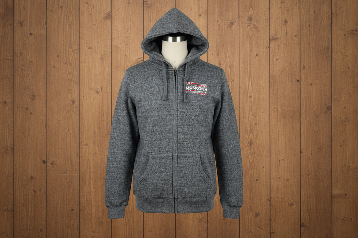 Muskoka Paddles- Full Zip Heavy Hoodie- Heather Graphite
